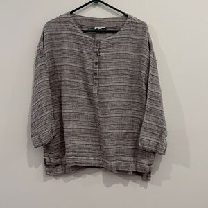 J. Jill Grey Linen Blouse Top; Woman’s Medium